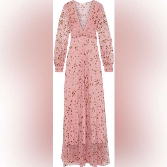 LoveShackFancy Janet Sequin-embellished Stretch-tulle Maxi Dress Bubblegum - Picture 3 of 16